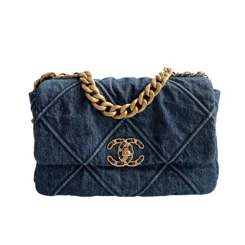 ChBa22-CHANEL Denim Quilted Chanel Wallet On Chain