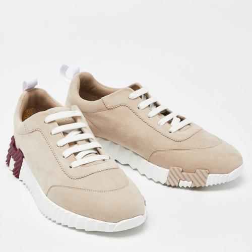 Hermes Beige Suede Bouncing Sneakes