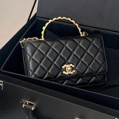 ChBa30- CHANEL Shiny Lambskin Quilted Mini Rectang...