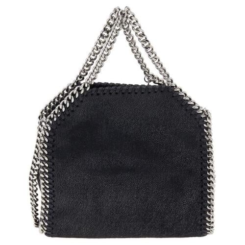 Black Faux Leather Tiny Falabella Shoulder Bag