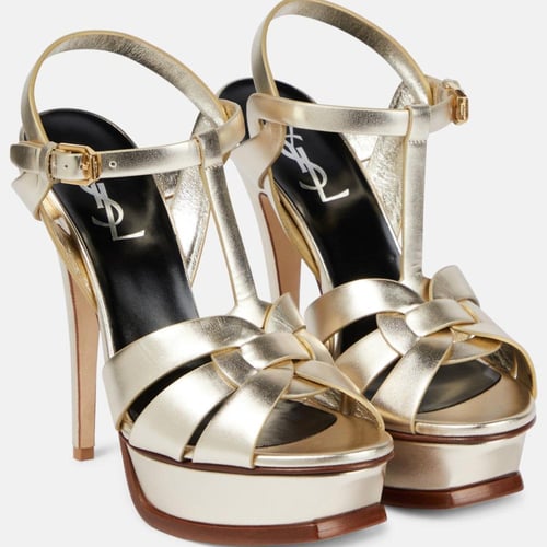SlSh9 Tribute sandals in metallic leather Saint La...