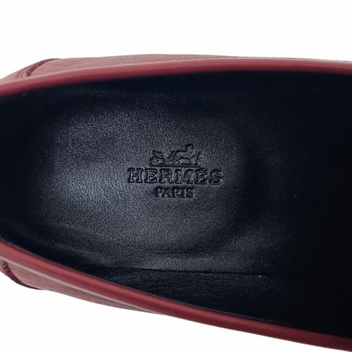 Hermes Burgundy Leather Slip On Loafers