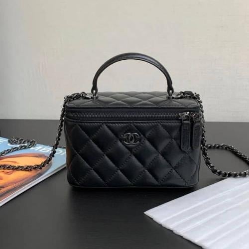 Chanel Mini Top Handle Matt Leather All Black