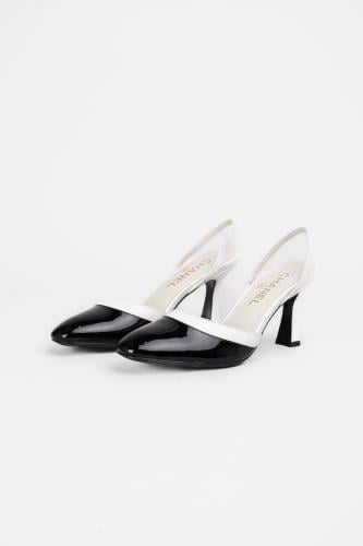 chanel patent slingback pumps