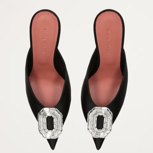 AMINA MUADDI 90mm Camelia Patent Leather Mules