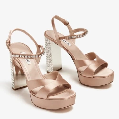MiuSh3 miu miu Satin platform sandals