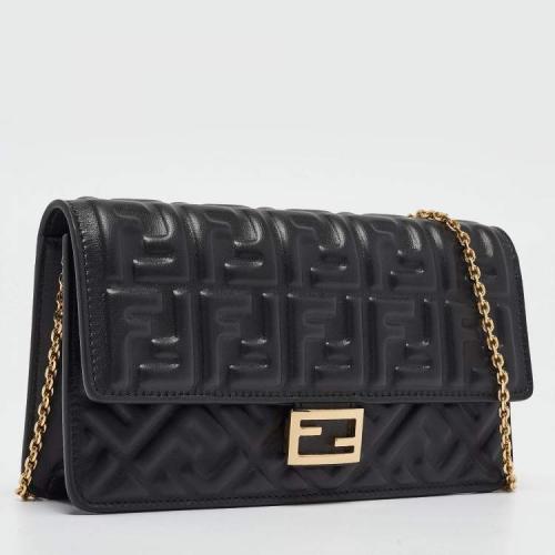 Black Zucca Embossed Leather Baguette Wallet on Ch...
