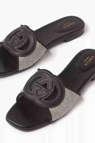gucci GG flats in leather and canvas
