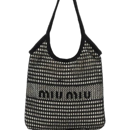 MIU MIU logo raffia tote bag