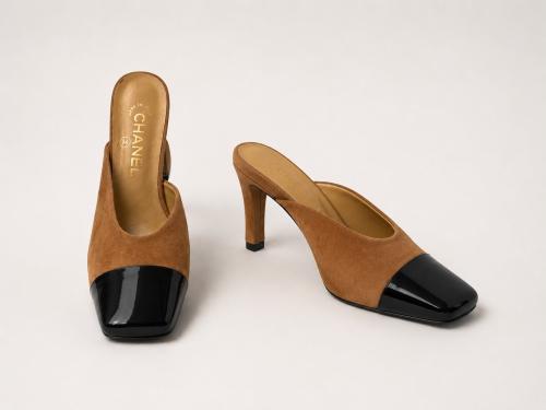 chanel suede mules