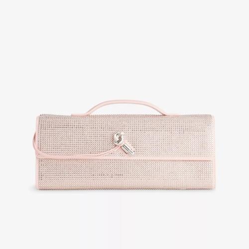 bottega Andiamo Crystal-Embellished Leather Clutch