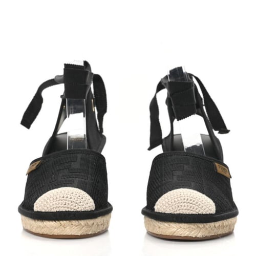 FeSh9 Fendi Canvas FF Embroidered Roma Ankle Wrap...