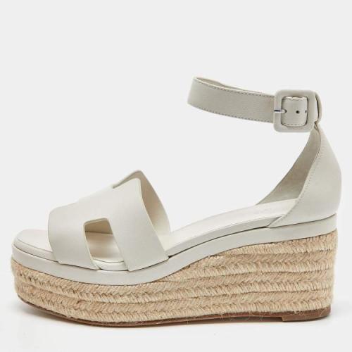 Hermes Black Leather Elda Espadrille