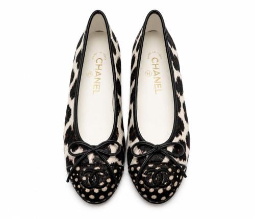 Chanel deer print bow ballets flats