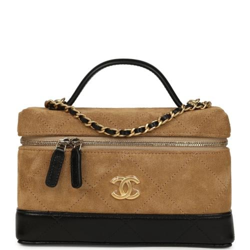 Chanel Quilted suede Top Handle Vanity chain