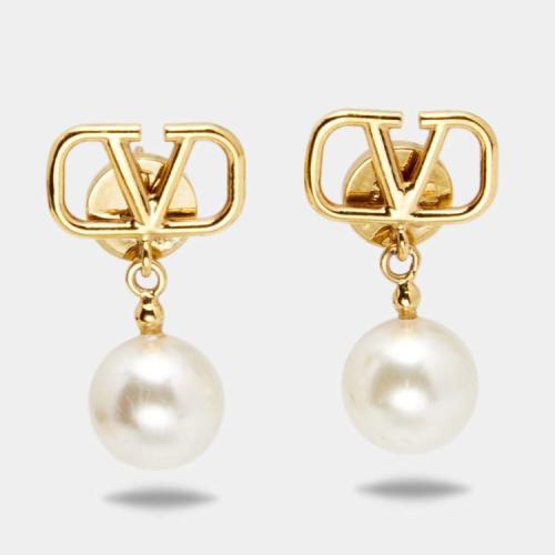 Valentino VLogo Signature Faux Pearls Gold Tone Me...