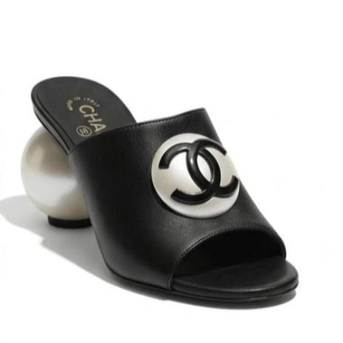 Chanel CC Open Toe with pearl Mules