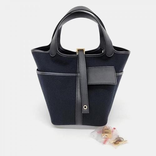 hermes Canvas and Leather Cargo Lock Picotin