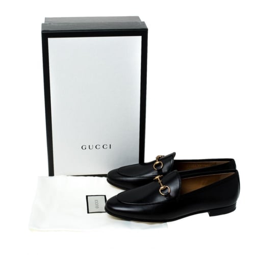 Gucci Black Leather Horsebit Loafers