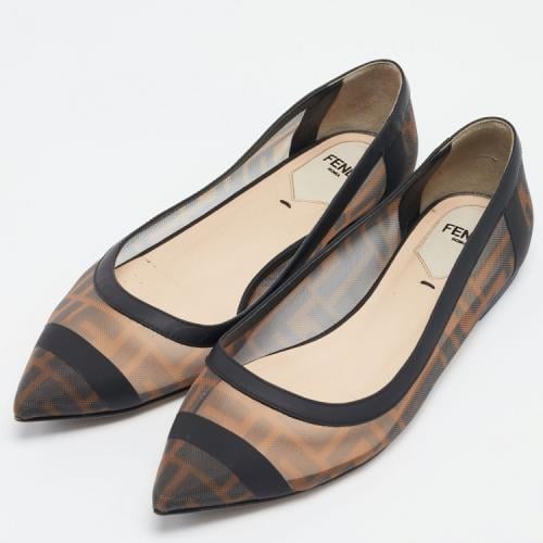 Fendi Brown/Black Zucca Mesh and Leather Colibri B...