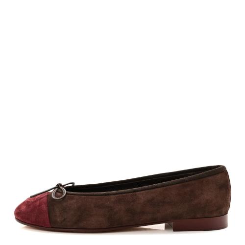 chanel CC suede Bow Ballet flats