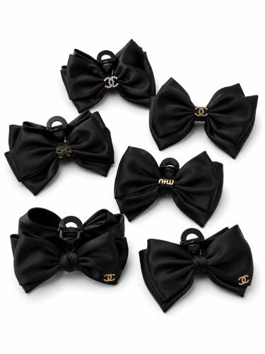 hair claw black silk bow