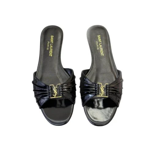 Babylone embellished gathered glossed-leather slid...