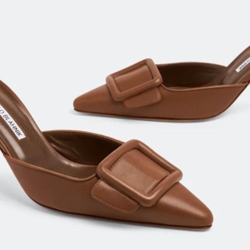 MbSh7 Manolo Blahnik Maysale Mules in Leather