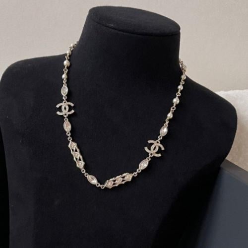 Chanel CC Faux Pearl Gold Necklace