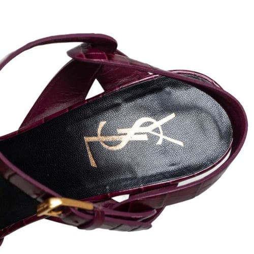 Saint Laurent Burgundy Croc Embossed Leather Tribu...