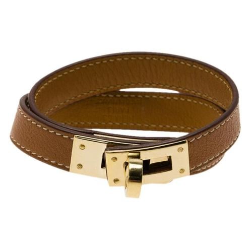 Hermes Hermes Kelly Double Tour Brown Leather Gold...