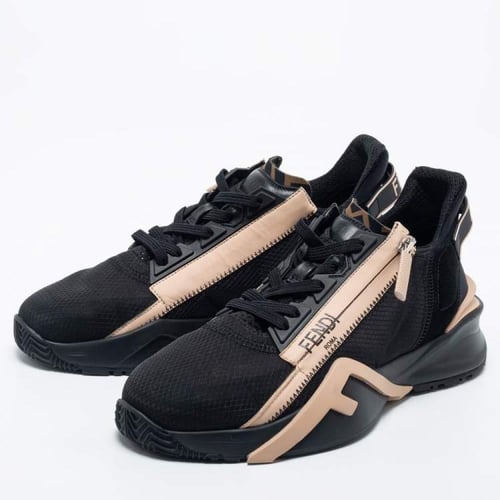 FeSh13 Fendi Black/Beige Mesh and Leather Flow Sne...