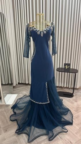 فستان كريب استرتش مع شيفون