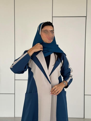 عباية كريب تركوازي مع كريب بيج