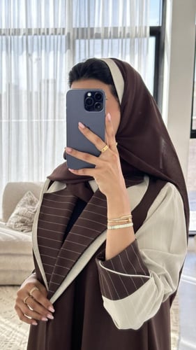 عباية كريب بني مقلم بيج مع بني