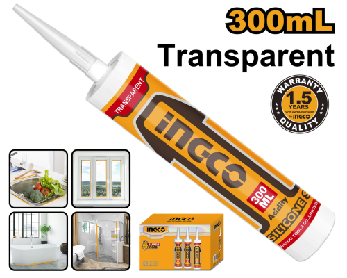 سيليكون عازل مانع تسرب أسيتي شفاف إنكو INGCO 300ml...