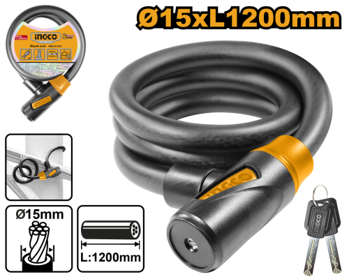 قفل سلك فولاذي مضفر لحماية الدراجات الهوائية والنا...
