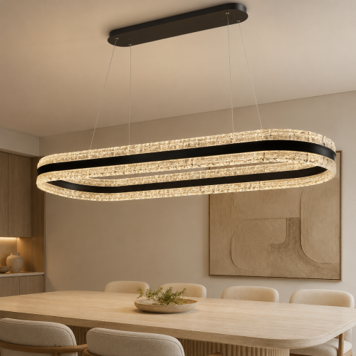 ثريا مودرن بيضاوية LED ذكية بتصميم حلقي فاخر (لون...