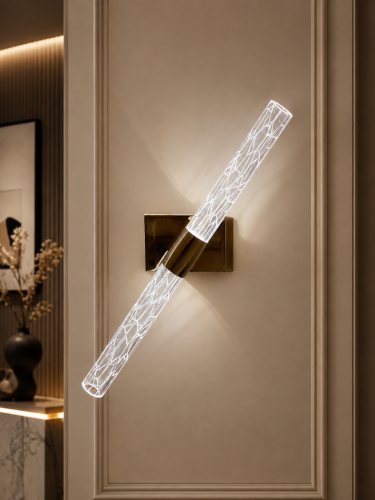 أبليك جداري مفرد مودرن أكريليك بتصميم هندسي LED فا...