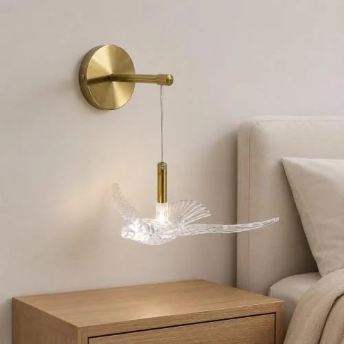 أبليك جداري بتصميم طائر مودرن بإضاءة LED فاخرة