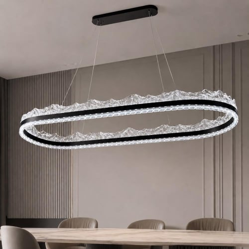 ثريا مودرن بيضاوية LED ذكية بتصميم حلقي فاخر (لون...