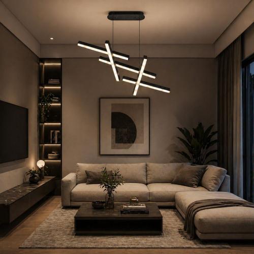ثريا LED مودرن هندسية ثلاثية الإضاءة – 80 سم