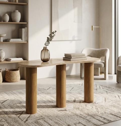 طاولة مدخل بيضاوي مقاس 140x37x80