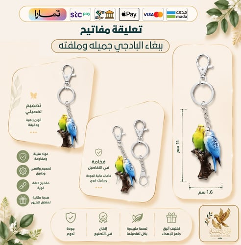 ميدالية مفاتيح ببغاء البادجي – التصميم اللوني الجذ...