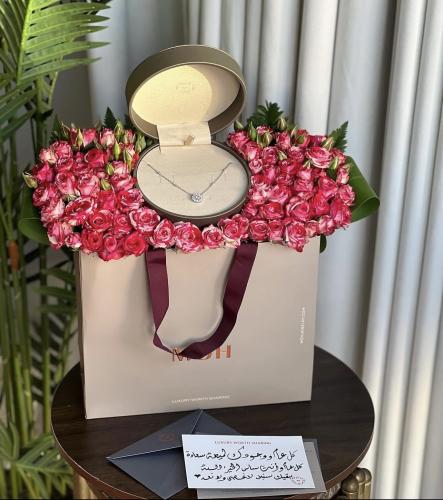 Luxurious women's necklace with elegant cherry blo...