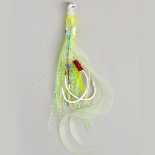 Assist Hooks With Silicone Squid Skirts Lumious Gl...