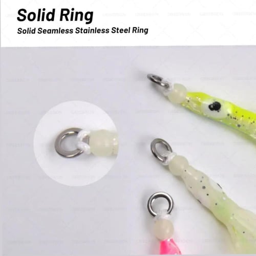 Assist Hooks With Silicone Squid Skirts Luminous G...