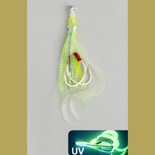 Assist Hooks With Silicone Squid Skirts Luminous G...