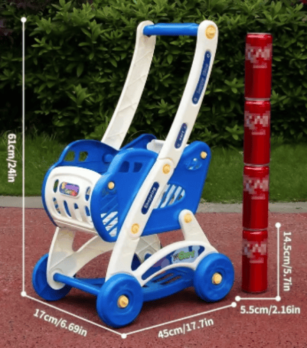 لعب عربة التسوق للأطفال مكونة من 20 قطعة مع طعام و...