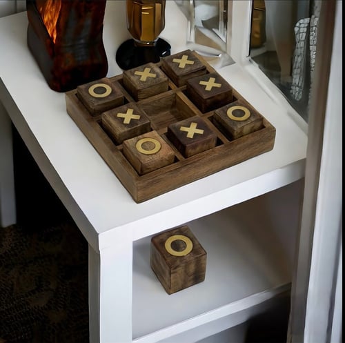 اللعبة اللوحية OXO قطع خشبية بألوان ذهبية ، بحجم 2...